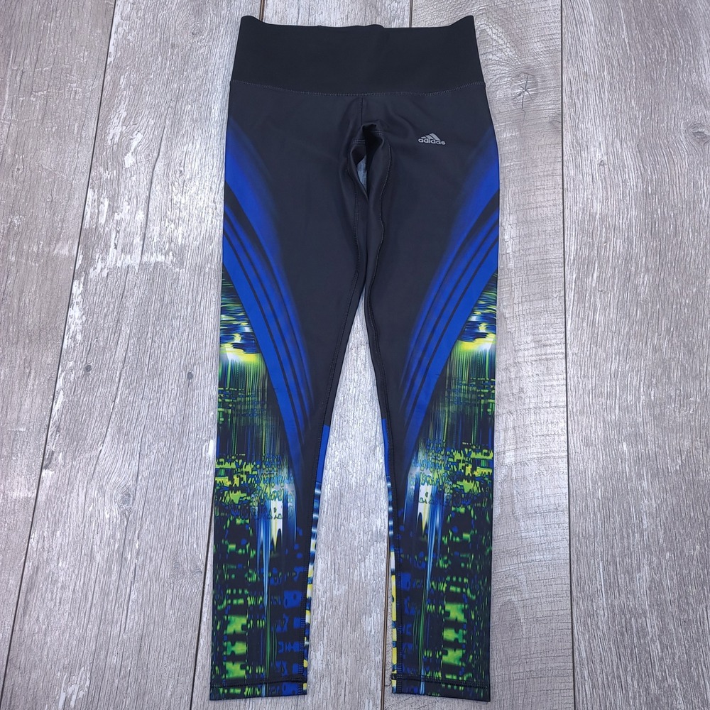 Adidas Leggings Womens XS Black Blue Techfit Climalite Compression Running Gym